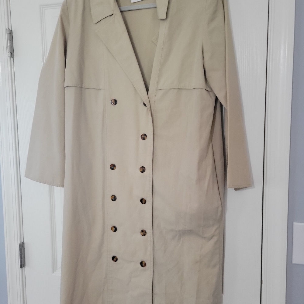 Vintage 1980's Khaki Trench Coat Style Dress N.R. 1 by Ned Gould Made in USA